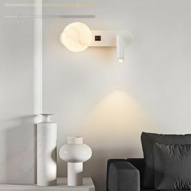 Imagem de GZZBMY Iluminação de parede interna LED com interruptores duplos arandelas de parede com controle remoto lâmpadas de parede modernas reguláveis com holofote ajustável para quarto, cabeceira, sala de