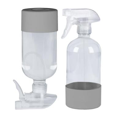 Imagem de TERESRY Pacote com 2 frascos de spray de vidro de 360° com manga de silicone, recipientes recarregáveis vazios de 473 ml com bicos de spray ajustáveis, frascos de spray para cabelo, soluções de