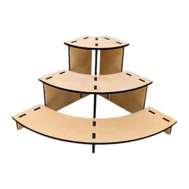 Imagem de Generic Suporte de mesa de varejo de 3 camadas, prateleira de exposição de cupcakes de madeira decorativa rústica para mercados de agricultores,