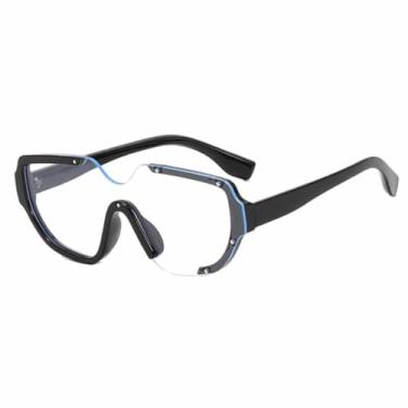 Imagem de Óculos de sol sem aro com armação dupla colorida, feminino e masculino, óculos punk de luxo, UV400 (preto transparente)