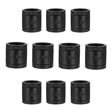 Imagem de Home TZH Acoplamento preto de 3/10.2 cm, pacote com 10, acoplamento de ferro fundido rosqueado fêmea para suporte de prateleira vintage Steam-punk DIY para decoração de tubos de encanamento (26, 3