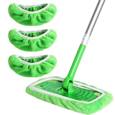 Imagem de ClarityFamily Almofadas de esfregão reutilizáveis 100% de lã coral compatíveis com Swiffer Sweeper, pacote com 3 capas planas molhadas e secas, refil de almofadas molhadas laváveis para limpeza de