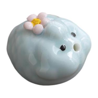 Imagem de XLWLLNJ Mini estátua de peixe com aroma, suporte para incenso, escultura pequena de cerâmica moderna, animal de estimação para chá, escritório, sala de chá, Azul