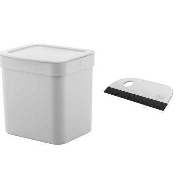 Imagem de Kit Lixeira Trium C Tampa 4,7Litros + Rodinho De Pia Cozinha