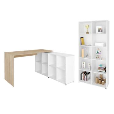 Imagem de Jogo Estante E Escrivaninha Paderborn Carvalho Branco