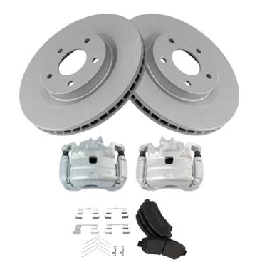 Imagem de TRQ Kit de Pastilha de Freio e Rotor Semi-Metálico Premium G-Coated Compatível com Nissan Sentra 2009-2010