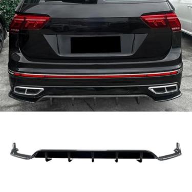 Imagem de Spoiler de para-choque traseiro para carro, peça de modificação do difusor de lábios, compatível com Tiguan MK2.5 Rline 2021-2023 Overseas Edition Bumper Guard (Carbon Look)