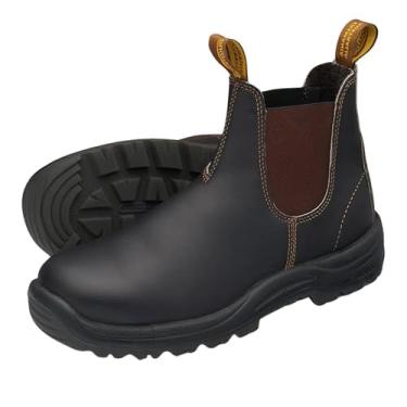 Imagem de Blundstone Bota Chelsea masculina 172 Work Series bico de aço antiderrapante – Botas de construção industrial de couro durável com sola resistente ao calor, marrom forte, 4 EUA masculino/3 AU