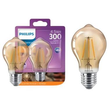 Imagem de 2 Lâmpada Led Filamento Philips 4.5w 127v E27 2200k Dimer