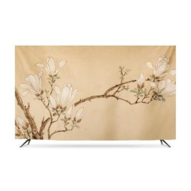 Imagem de Capa contra poeira para TV interna com impressão de paisagem, pano à prova de poeira e proteção solar para telas planas/curvas, protetor de tela universal de poliéster para monitor de televisão e mesa