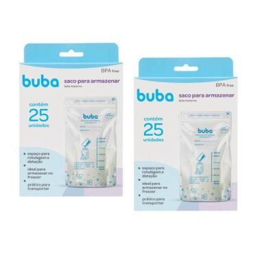 Imagem de Kit 2 Sacos 25un Para Armazenar Congelar Leite Materno 200ml - Buba