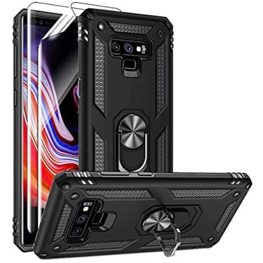 Imagem de Androgate Capa para celular Samsung Note 9, capa para Galaxy Note 9 com protetor de tela PET 3D, suporte de anel de nível militar, suporte para carro, 4,5 m, capa à prova de choque testada contra