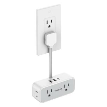 Imagem de Cabo de extensão TESSAN Slim Flat Power Strip 4 portas AC 3 USB