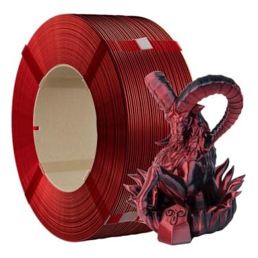 Imagem de Chitu Systems Refil de filamento de impressora 3D sem carretel de 1,75 mm, seda de duas cores, preto e vermelho, 1 kg, adequado para carretel reutilizável de laboratório de bambu