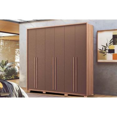 Imagem de Guarda Roupa Casal 6 Portas e 4 Gavetas c/ Pés Genova Wood/Terracota - Santos Andirá