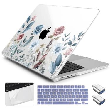 Imagem de Yebiseven Capa para MacBook Pro M4 de 14 polegadas 2025 2024 2023 2021 modelo A3112/A3401/A3185/A2918/A2992/A2779/A2442 M3 M2 M1, capa rígida com capa de teclado + filme trackpad + adaptador OTG