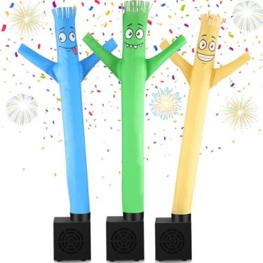 Imagem de Poen 3 peças mini tubo inflável homem presente engraçado mordaça aniversário maluco acenando inflável cara com soprador desktop mini dançarino presente para mulheres decoração de festa (casco)