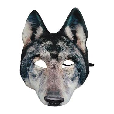 Imagem de Rrlihjgu Máscara de lobo realista, Máscara de cabeça de lobo | de Halloween com animais assustadores de terror assustador, facial realista para adultos, máscara animal