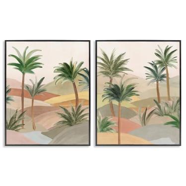 Imagem de Stupell Industries Conjunto de arte giclée emoldurado preto Exotic Desert Oasis 2 peças por Ian C., 20 x 16