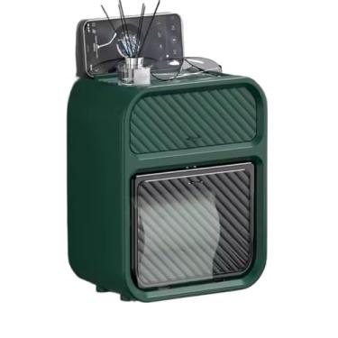 Imagem de Porta Papel Higienico Caixa Porta Papel HigiêNico Dispenser Organizador Banheiro com Suporte Celular e Porta Detergente(Verde Escuro)