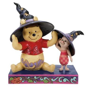 Imagem de Enesco Disney Traditions por Jim Shore Halloween Ursinho Pooh e leitão usando chapéus de bruxa, 15 cm, multicolorido
