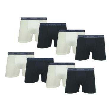 Imagem de Kit Com 8 Cuecas Boxer Box Lupo Cuecas Box Malha Algodão Cotton, Branc
