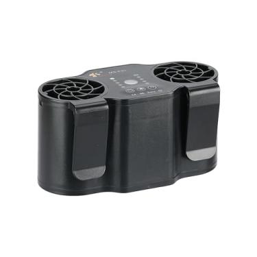 Imagem de KONPWAY Recharge Ventilador de cintura portátil operado por bateria, ventilador pessoal de pescoço de cabeça dupla de 10000 mAh para atividades ao ar livre, acampamento, caminhada, pesca