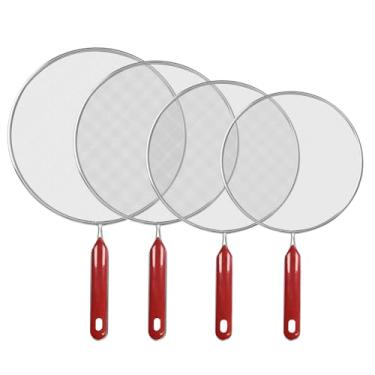 Imagem de Tela contra respingos para frigideira, telas clássicas contra respingos, proteção contra respingos de gordura de aço inoxidável com alças confortáveis conjunto de 4: 29,25,21,19 cm, 21,1 cm, 7,5