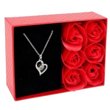 Imagem de Colar e Rosa Porta Joia Caixa de Presente 13cm