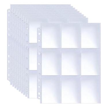 Imagem de 50 folhas de plástico para cartas colecionáveis, suporte de cartões de jogo dupla face, sacos de cartão em branco, capas de protetor de cartões vazios, coleções de álbuns, páginas para fotos