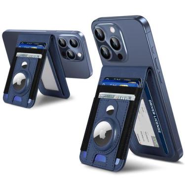 Imagem de Suporte de carteira Magsafe com suporte Airtag ExtreLife iPhone Navy