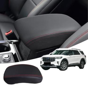 Imagem de Areeyils Capa de apoio de braço para console Ford Explorer 2024 2025, protetor de tampa de apoio de braço de almofada de console central de couro para acessórios Ford Explorer 2024 2025 2020 2021 2022