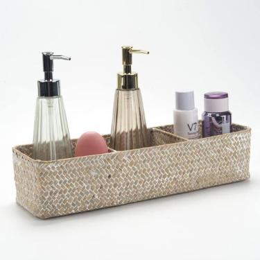 Imagem de Cesta de armazenamento DECRAFTS Seagrass 3 Sections Whitewash 37cm