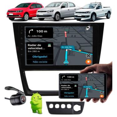 Imagem de Multimídia 9" Polegadas Android Vw Gol Saveiro Voyage G6 + Moldura Painel + Câmera de Ré