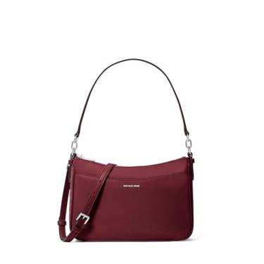 Imagem de Michael Kors Bolsa tiracolo Jet Set Pochette com zíper médio, ferragens prateadas/nylon Milano/Oxblood