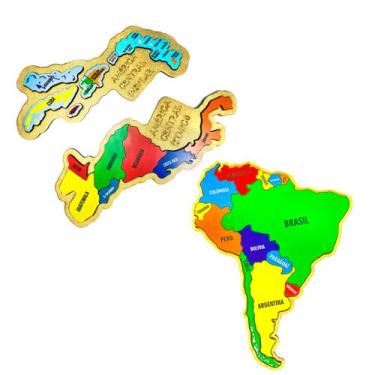 Imagem de Kit Quebra-cabeça Mapas Ístmico Insular América Do Sul - Drackma