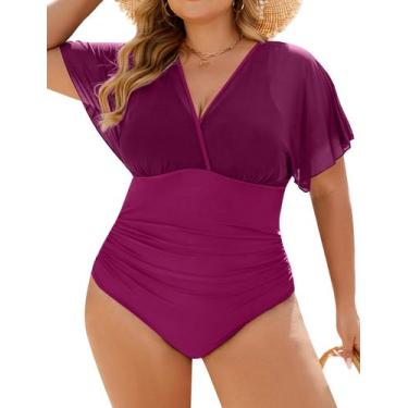 Imagem de Roupa de banho feminina Blooming Jelly Plus Size Tummy Control