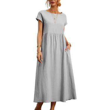 Imagem de Vestido midi Zhyaj, túnica solta de algodão com bolsos para mulheres