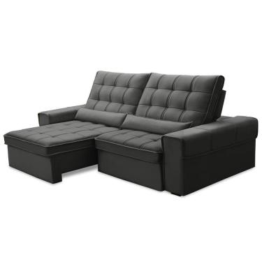 Imagem de Sofá Retrátil Reclinável Para Sala 3 Lugares 250cm Nebrasca F04 Veludo Cinza Escuro - Lyam Decor