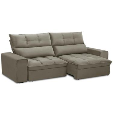 Imagem de Sofá Retrátil Reclinável Para Sala 3 Lugares 230cm Asaph F04 Veludo Marrom Claro - Lyam Decor