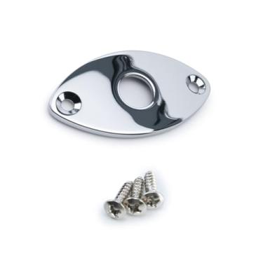 Imagem de OVSAL Placa de entrada de guitarra elétrica, liga de zinco, oval, curvada, formato de futebol, placa de saída de virola compatível com peças de reposição para guitarra elétrica estilo Fender Strat