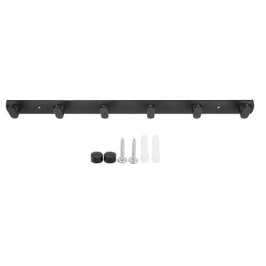 Imagem de Cabide leve de liga de alumínio para cabide de parede – comporta até 27 kg – perfeito para corredor de banheiro de quarto – 6 ganchos (preto com 6 ganchos)