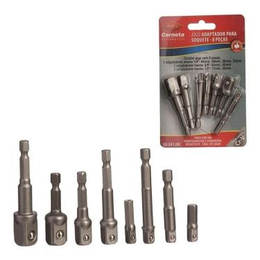 Imagem de 2X Kit 8 Adaptador Soquete Parafusadeira Furadeira 1/4 3/8 1