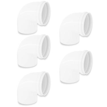 Imagem de Kit 5 Cotovelos Joelho Esgoto Pvc 90 Graus Branco 50Mm