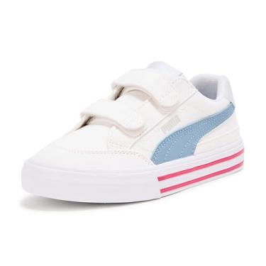 Imagem de PUMA Tênis infantil Suede 2 Straps Inf, Branco e prata Mist Ah25, 13 Little Kid