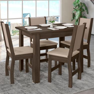 Imagem de Mesa de Jantar Bellagio Retangular 108cm Com 4 Cadeiras Clara Poliman Móveis