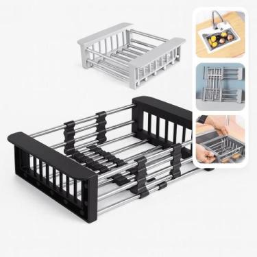 Imagem de Escorredor Pia Inox Ajustável Retrátil Extensível Multifuncional Louça