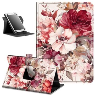 Imagem de Capa universal para tablet Kindle eReaders Fire de 15.2 cm, 17.3 cm, 17.8 cm - tablet Kindle/Kobo/Voyaga, capa de visualização multi-ângulo de couro PU fina com suporte giratório de 360 graus - lindas