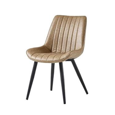 Imagem de Cadeira de jantar contemporânea de couro PU com pernas de metal - várias cores disponíveis (Cáqui)