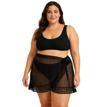 Imagem de Saída Praia Plus Size Saia Amarrar Transparente Feminina Adulto Soltin